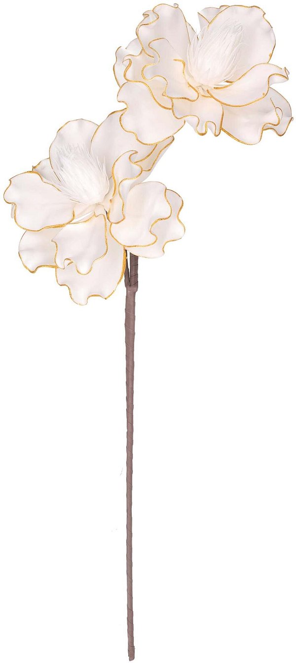 Ramo 2 Fiori Bianchi Polyfoam con Bordi Dorati