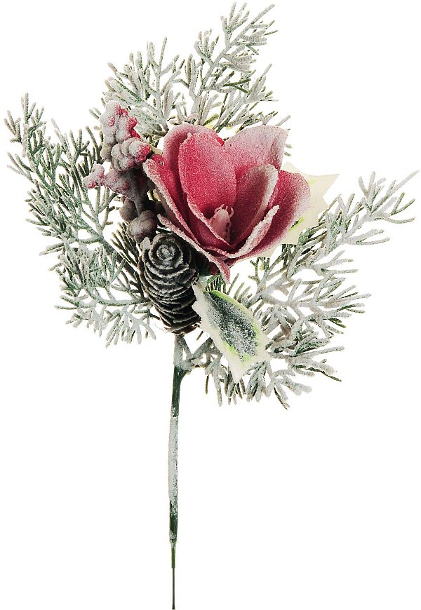 Pick Magnolia Rossa con Neve, Berries Rosso e Pino