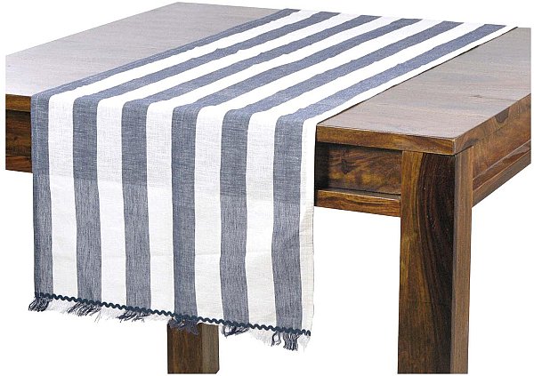 Tovaglia Runner Misto Lino Righe Windy Blu