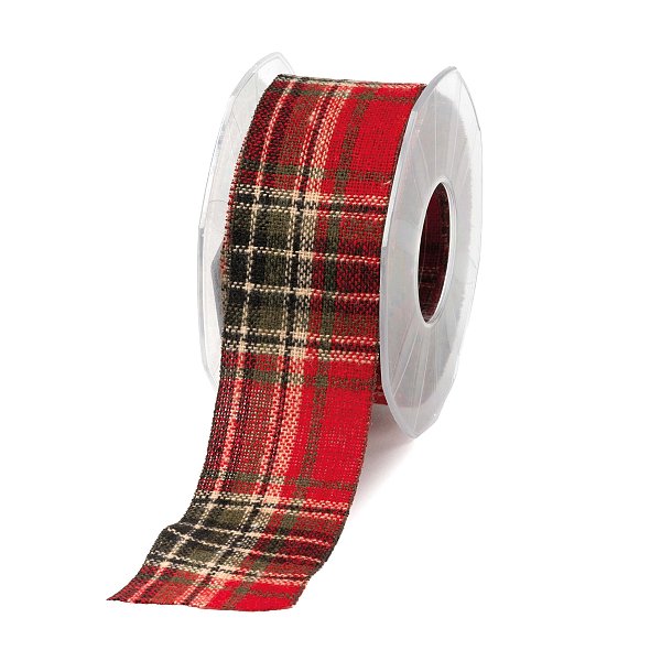 Nastro in Tessuto Tartan Plaid Rosso