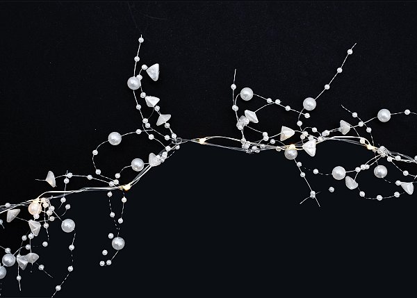 Filo Ciuffi di Perle Luminoso Bianco Perlato con 50 Nanoled a Luce Calda Fissa