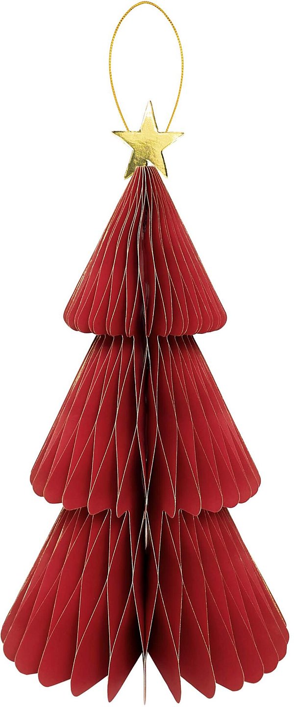 Albero in Carta Nido d'Ape Rosso con Cordino e Stella Oro