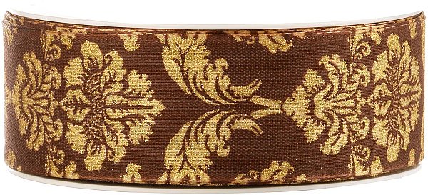 Nastro tessuto bordato marrone/oro con glitter Royal Night