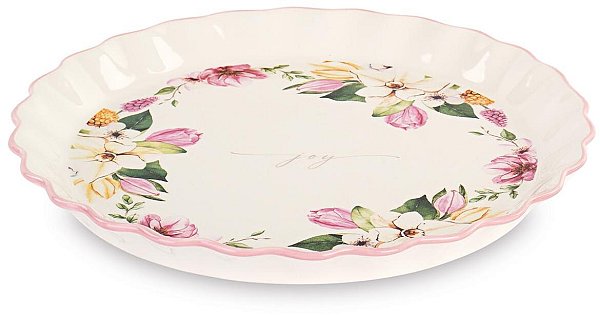 Vassoio Rotondo con Fiori Dolomite in Ceramica