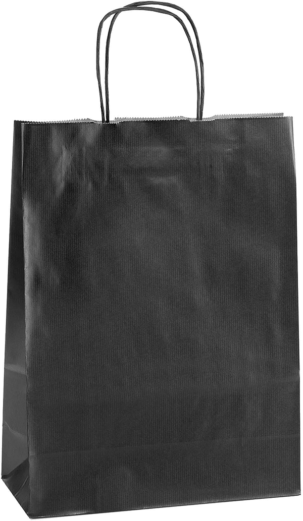Shopper Carta Sealing Nero con Maniglia Intrecciata