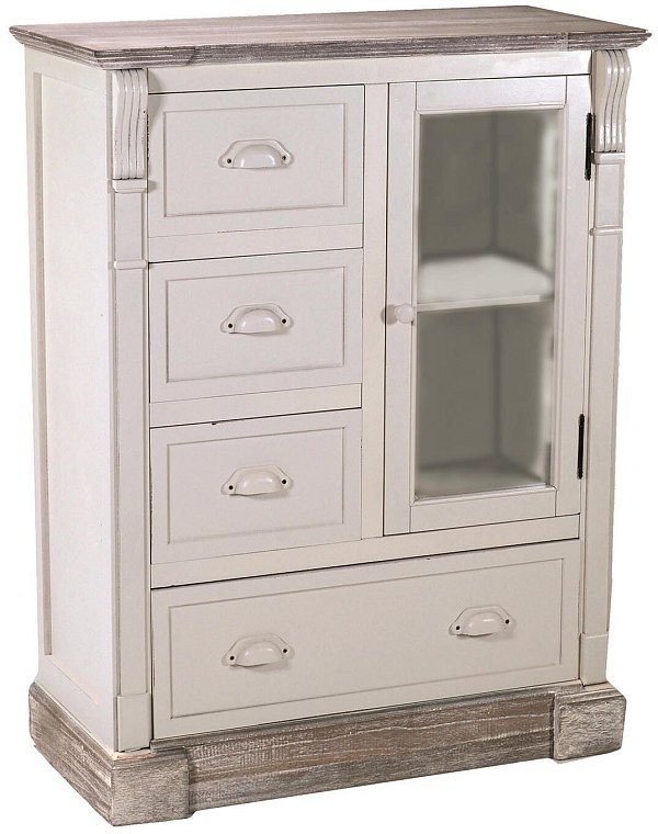 Vetrina in Legno Provenza (1 Anta + 4 Cassetti)