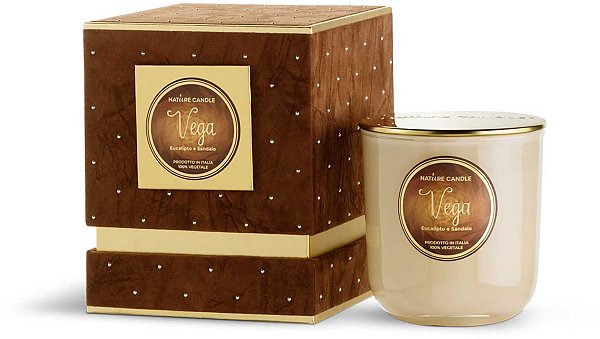 Candela Profumata Vega in Vaso di Vetro - Eucalipto e Sandalo