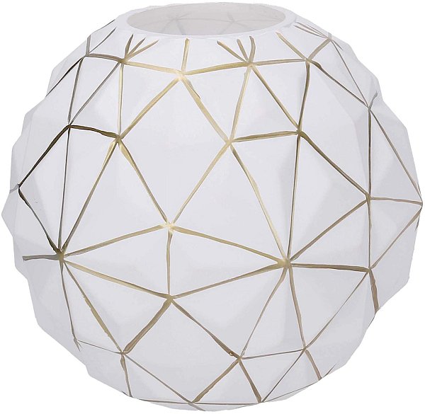 Vaso di Vetro Tondo Bianco con Reticolo Dorato