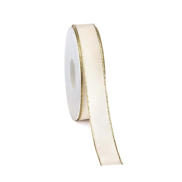 Nastro in Tessuto Animato Satin Avorio Bordi Oro