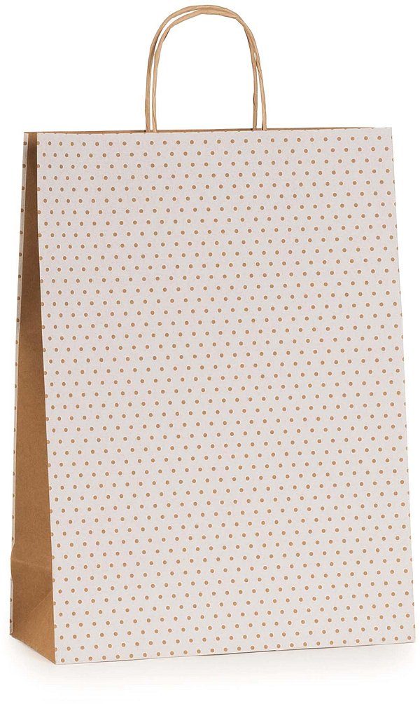Shopper Carta Dots Bianco con Maniglia Intrecciata