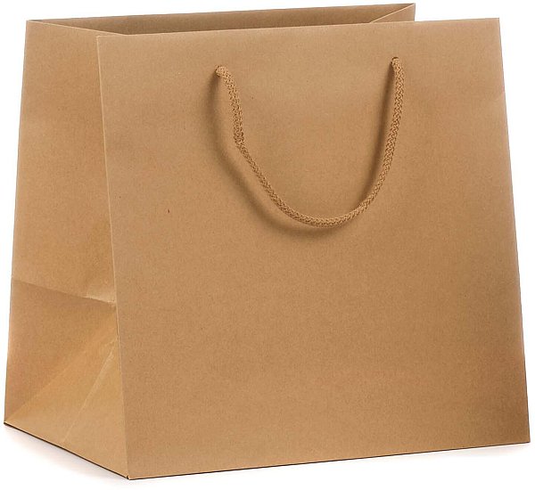 Shopper Carta Gourmet Avana con Fondo Largo e Maniglia in Cotone