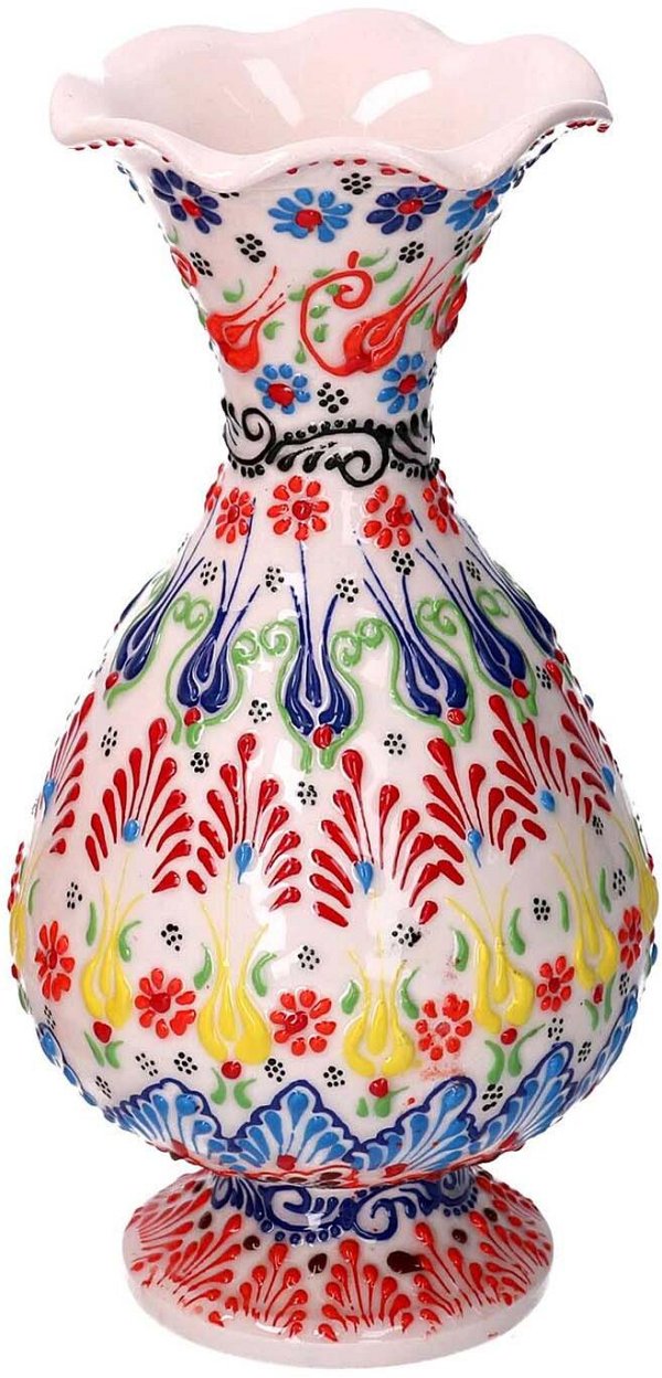 Vaso Anfora Bianco Decorato in Ceramica
