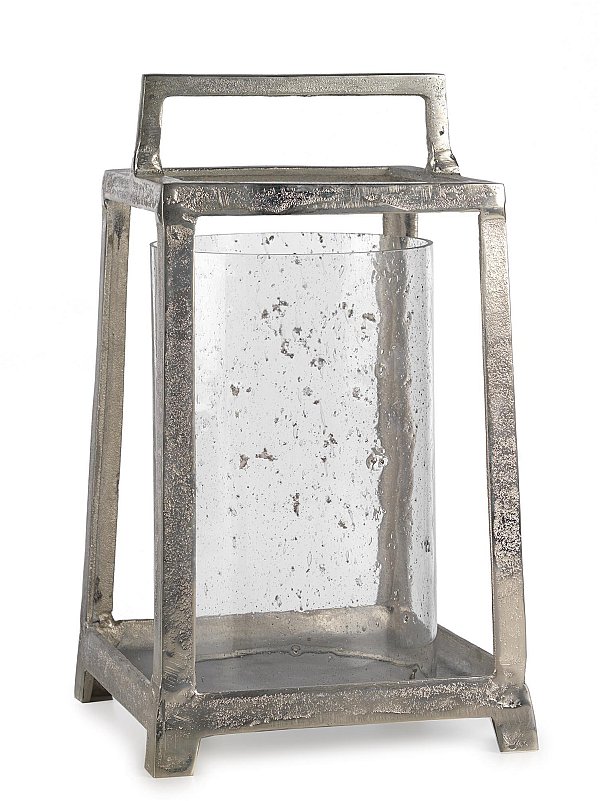 Lanterna Verona Quadrata Silver in Metallo e Vetro