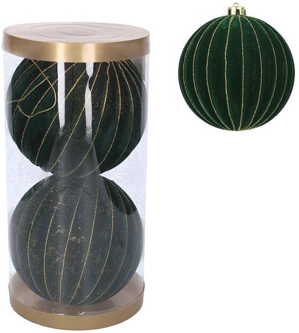 Tubo di Sfere in Plastica e Velluto Verde con Glitter