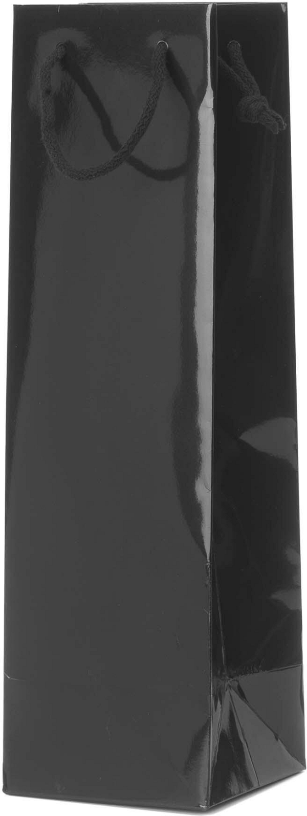 Shopper Plastificata Nera Lucida per Magnum con Manici in Corda
