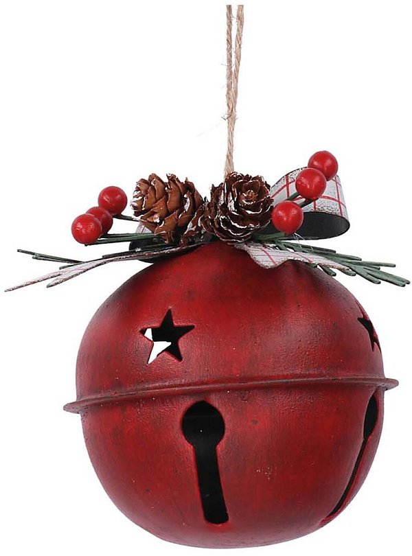 Campanelle Rosse in Metallo Decorate da Appendere