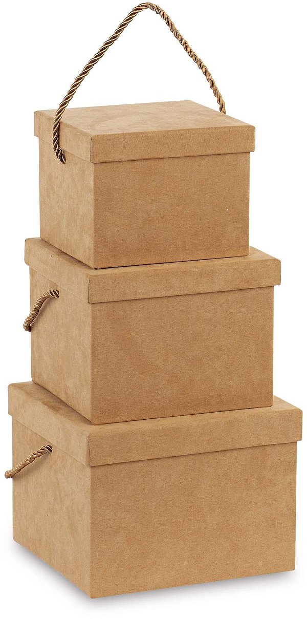 Set Scatole Quadrate in Alcantara Beige