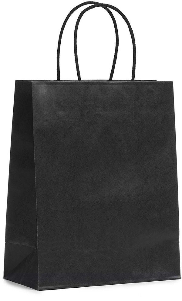 Shopper Carta Lusso Nero con Maniglia in Cotone