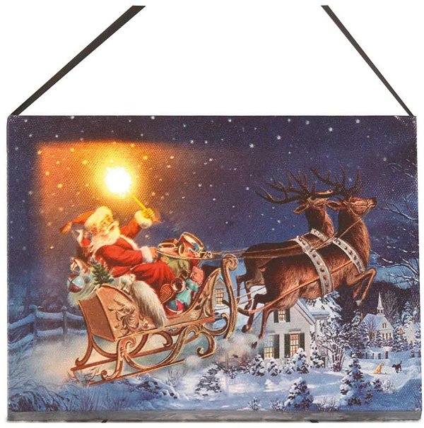 Quadro Santa su Slitta con Led Luce Fissa