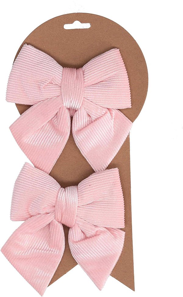 Set Fiocchi Piccoli in Velluto a Costine Rosa