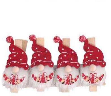Mollette Chiudipacco Babbo Natale Rosso in Feltro