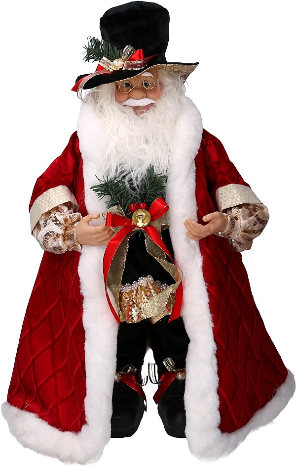 Babbo Natale grande in tessuto rosso e cappello nero