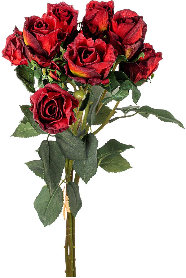 Bouquet Rose con 3 Rami e 9 Fiori Effetto Secco