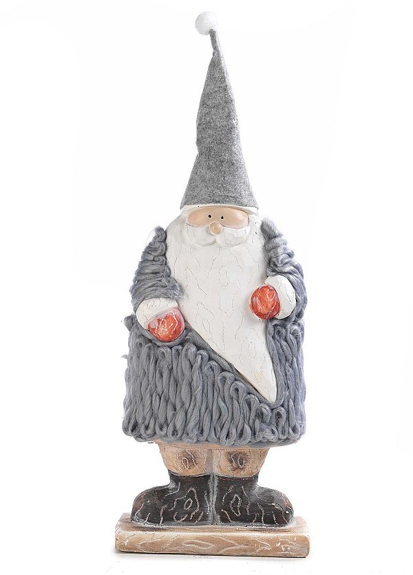 Santa Claus Grigio in Resina e Lana
