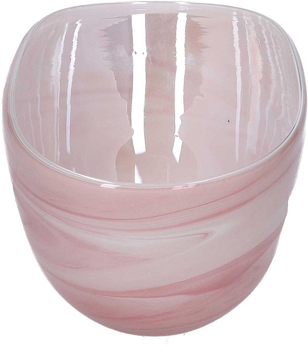 Vaso di Vetro Ovale Marmorizzato Rosa