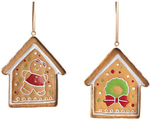 Set Decorazioni Gingerbread in Metallo Casetta (2 modelli assortiti)