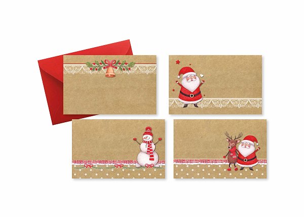 Biglietti e Bustine Rosse "Natale Kraft" Assortiti