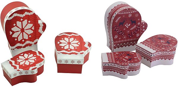 Set Scatole in Cartone Guanto Bianco/Rosso (2 modelli disponibili)