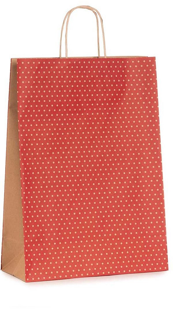 Shopper Carta Dots Rosso con Maniglia Intrecciata