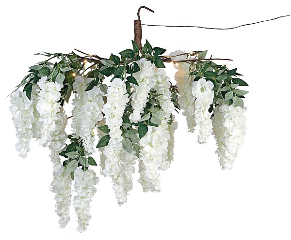 Cascata di Glicine Bianco con 54 Led