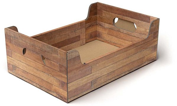 Cassetta in Cartone Stampa Teak Marrone
