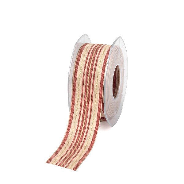 Nastro in Stripe Rigato Rosso e Laminato Oro