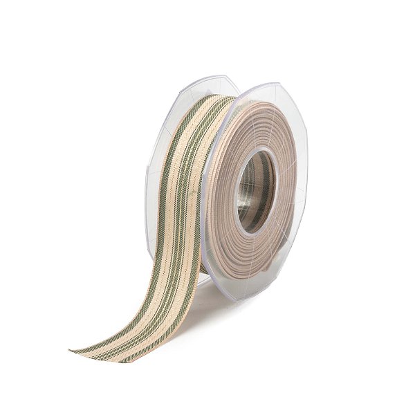 Nastro in Stripe Rigato Verde e Laminato Oro