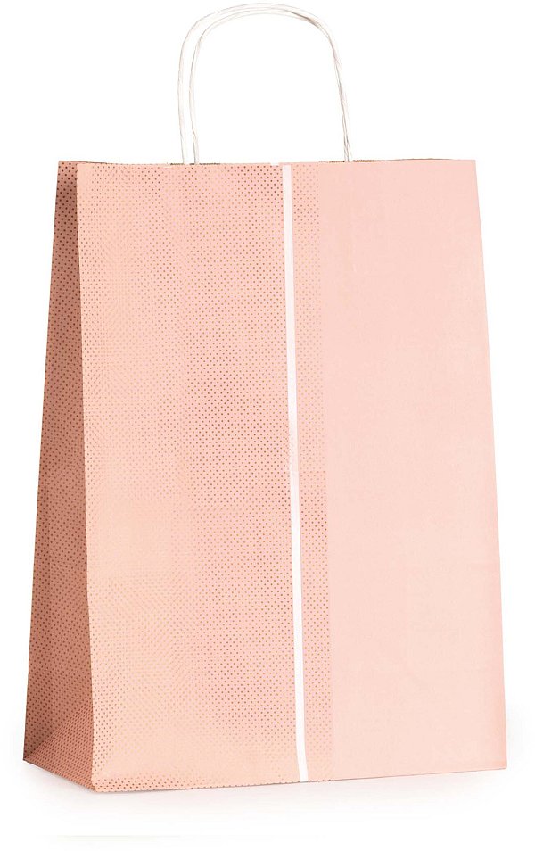 Shopper Carta Millepunti Rosa con Maniglia Intrecciata