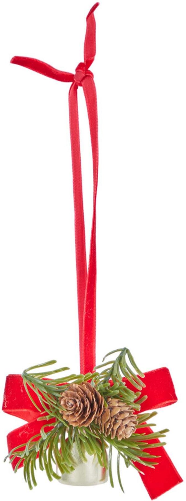 Decorazioni con Campanello Dorato, Pigne e Fiocco di Raso