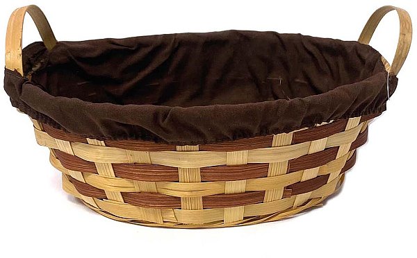 Cesto in Bamboo Foderato Marrone con Manici