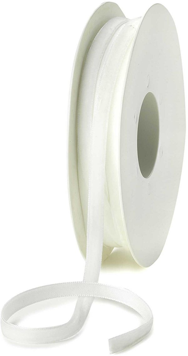 Nastro Velluto Bordato Bianco