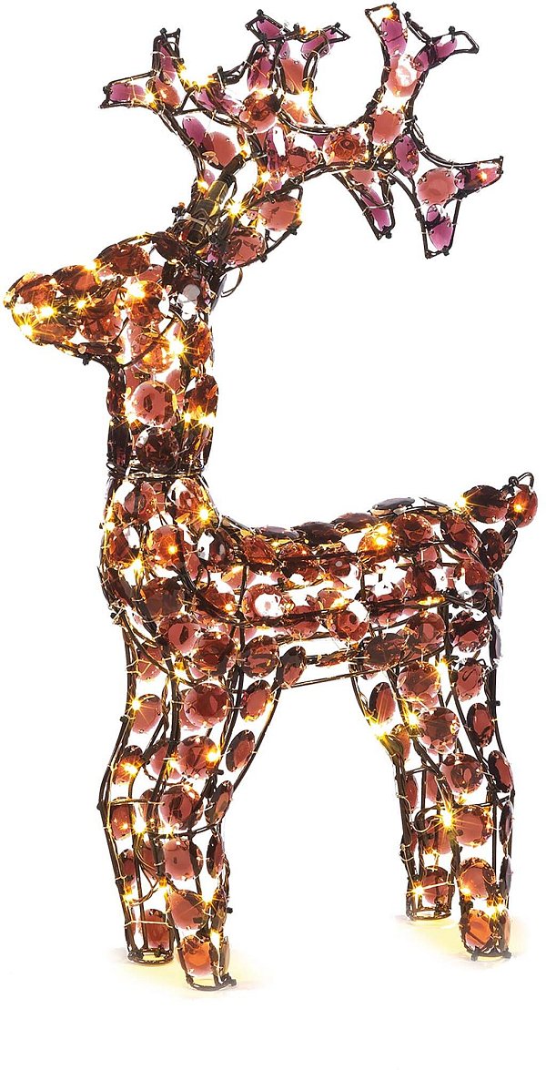Renna di Cristalli in Acrilico Marrone con Luce Calda Fissa