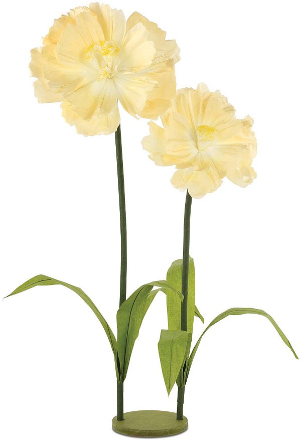 Set 2 Rose Gialle in Carta con Base