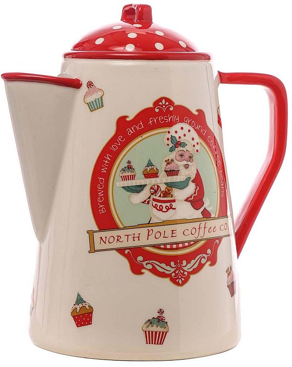 Caraffa in Ceramica con Manico e Coperchio a Pois