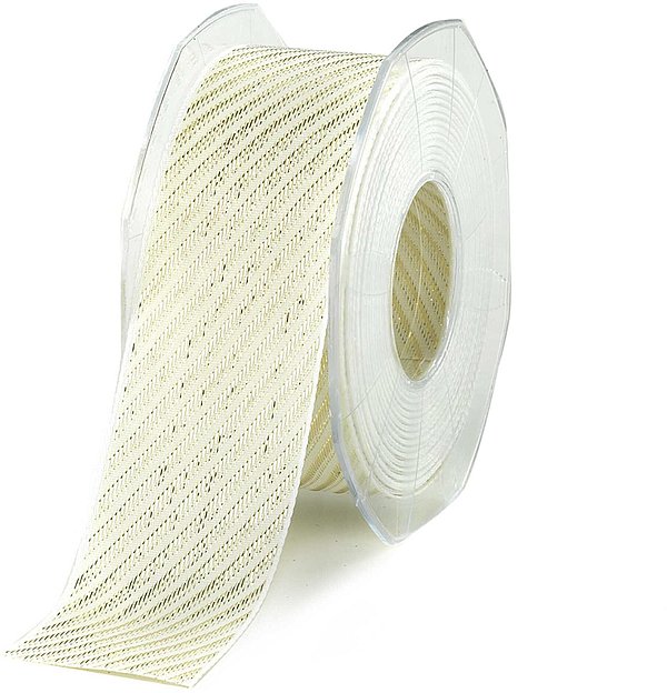 Nastro Tessuto Sugar Cane Bianco/Oro Laminato