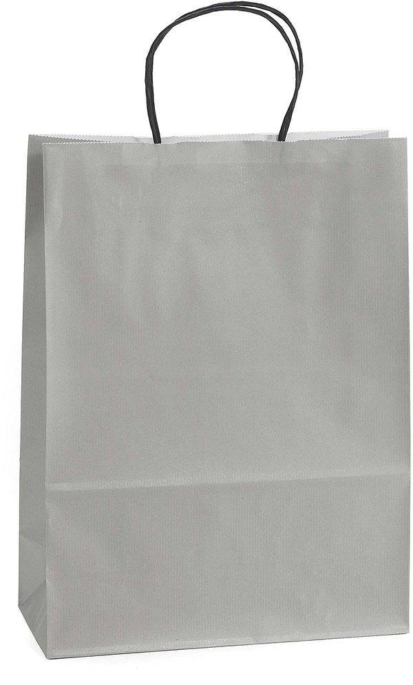 Shopper Carta Kraft Grigio con Maniglia Intrecciata