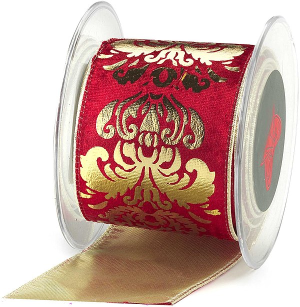 Nastro Animato Rococo Velvet Rosso/Gold con Retro Dorato