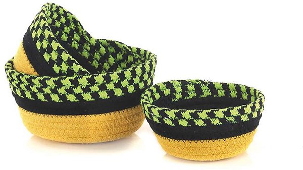 Set Cestine in Tessuto Giallo/Verde