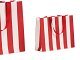 buste in carta lusso stripes rosso bianco con maniglie in grosgrain rosse