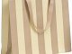 shopper in carta lusso a righe beige/tortora con maniglia in grosgrain in tinta